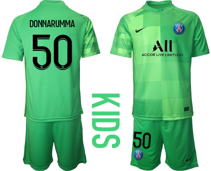 Youth 2021-2022 Club Paris St German green goalkeeper #50 Soccer Jersey